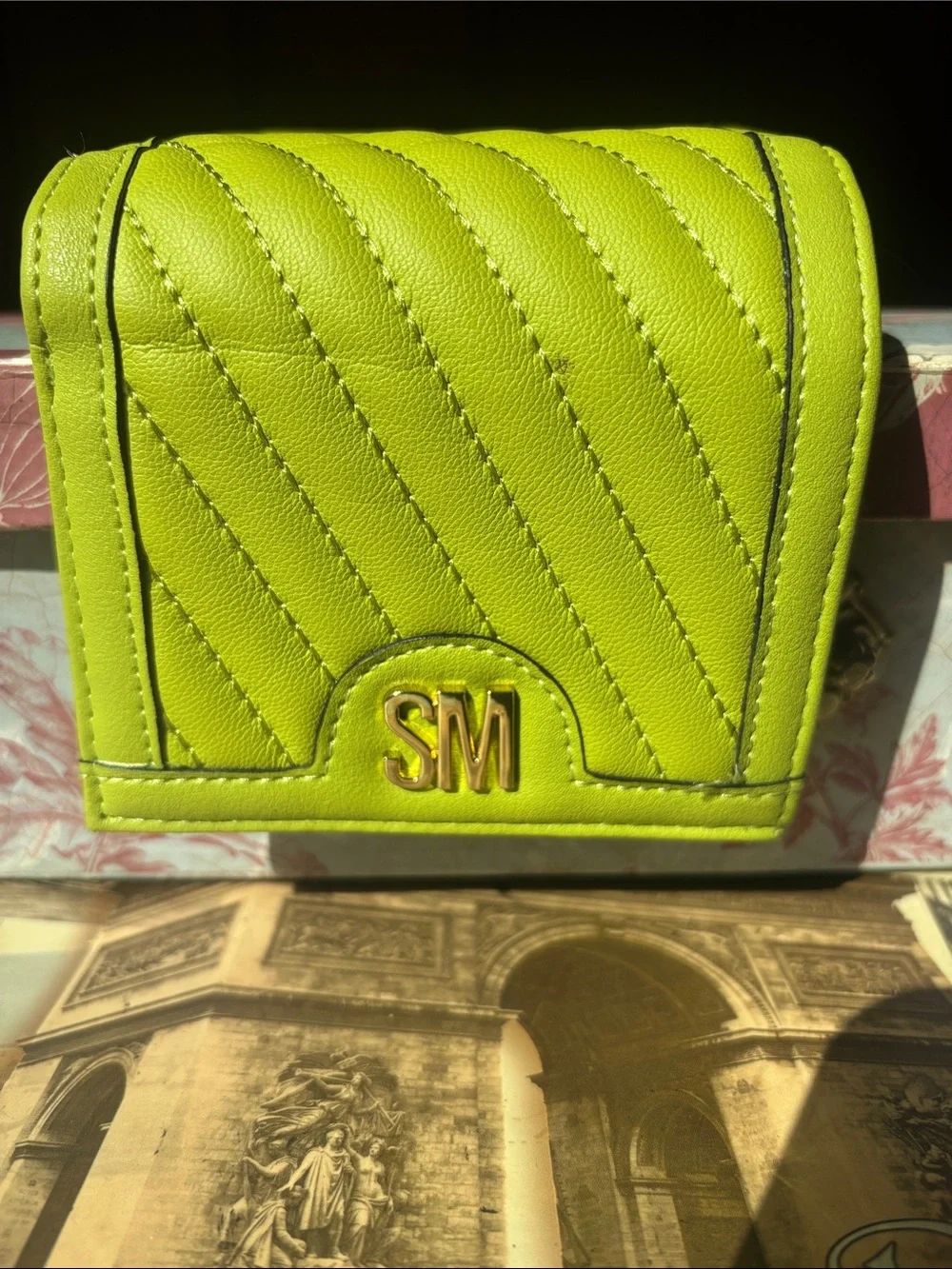 SM Embossed Lime Green Quilted Wallet NWOT